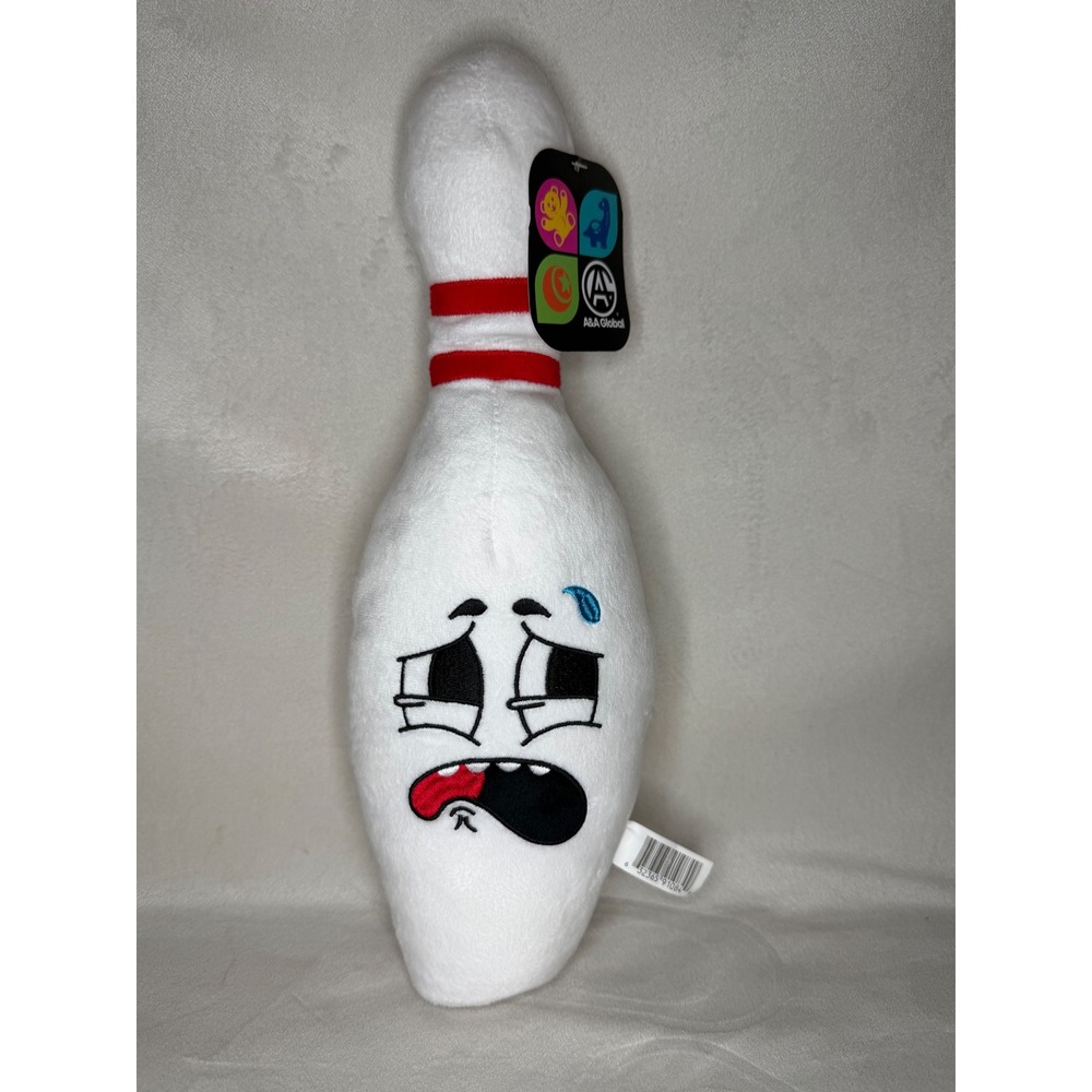A&A Global Bowling Pin Plush 15 Inch White Red Stuffed Animal Toy Novelty NWT